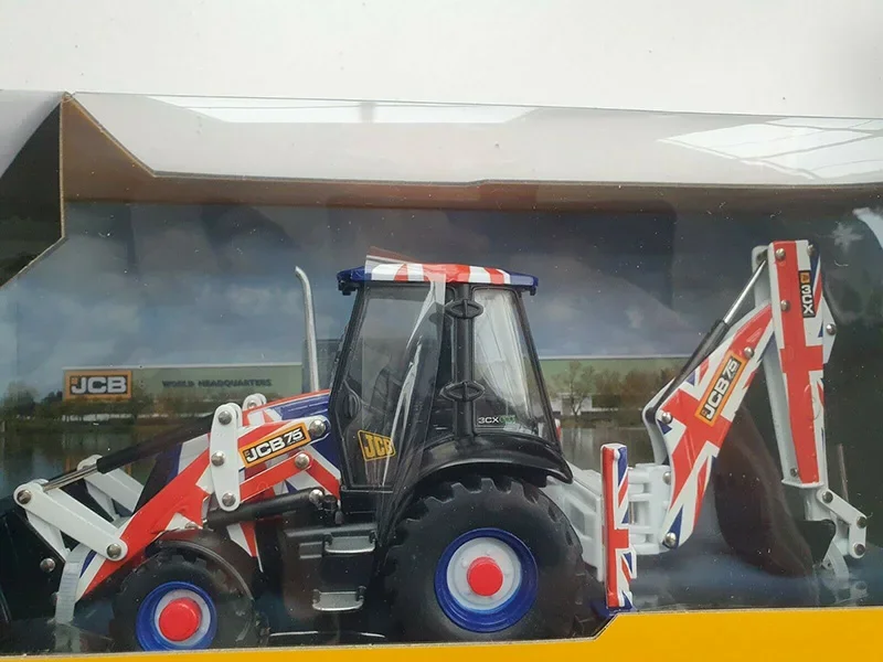 JCB Diecast Alloy 1:32 Scale Union Jack JCB 3CX Backhoe Loader Model Adult Classics Collection Toys Souvenir Static Display