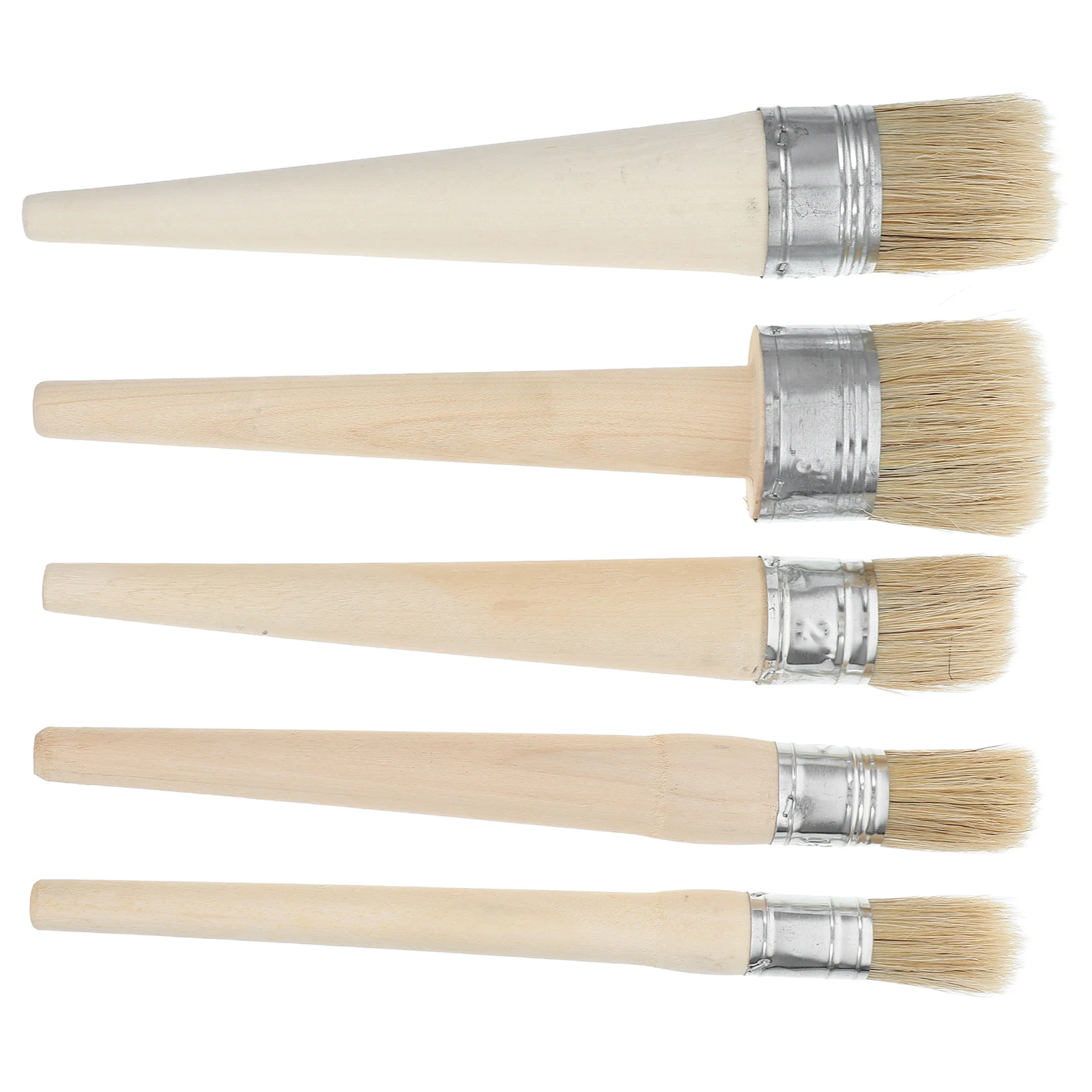 

5PCS Paint Brushes Glue Flat Crafts Wooden H Woodworking Chalk Painting Durable Bristles Long H Round Head Home Decor DIY