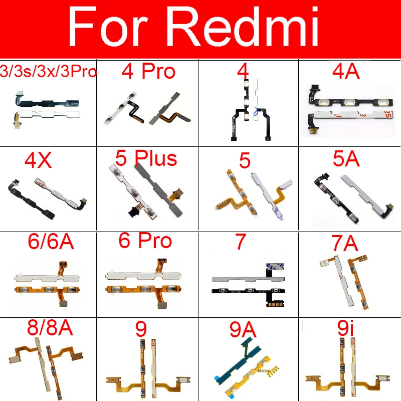 Power&Volume Side Button Flex Cable For Xiaomi Redmi 3 3s 3x 3 4 4A 4X 5 Plus 5A 6A 6 Pro 7 7A 8 8A 9 9i 9A 9C Replacemet Parts