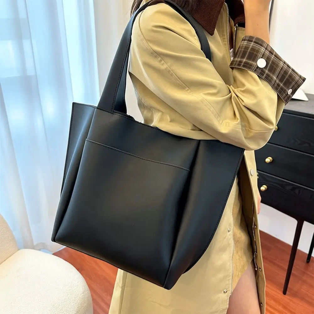 Premium Women Handbag Large Capacity Tote Bag Simple PU Leather Shoulder Purse Daily Fashion Casual Travel Bags