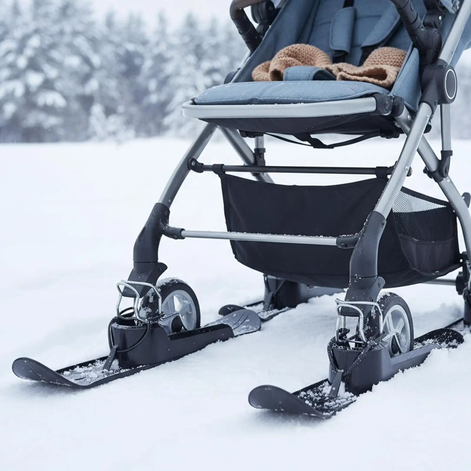 مرفق زلاجات عربة الأطفال العالمي لجميع التضاريس للثلج الشتوي والرمل، سهل التركيب للأطفال والرياضات المضحكة في الهواء الطلق