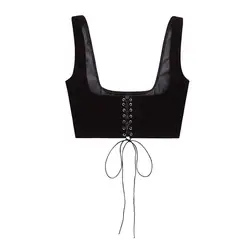 Ceinture Large de Soutien de Poitrine sous le Buste, Corset à Lacets, Bretelles en GlaCummerbunds, Bustier Slim, Y2K