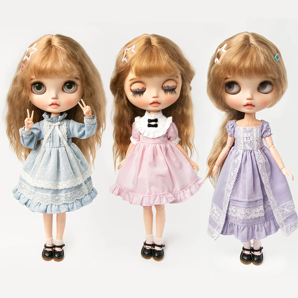 

Blyth Clothes Princess retro lady dress lace bow short skirt uniform Set For Ymy Licca Azones Ob22 24 Ker YMY Doll Accessories