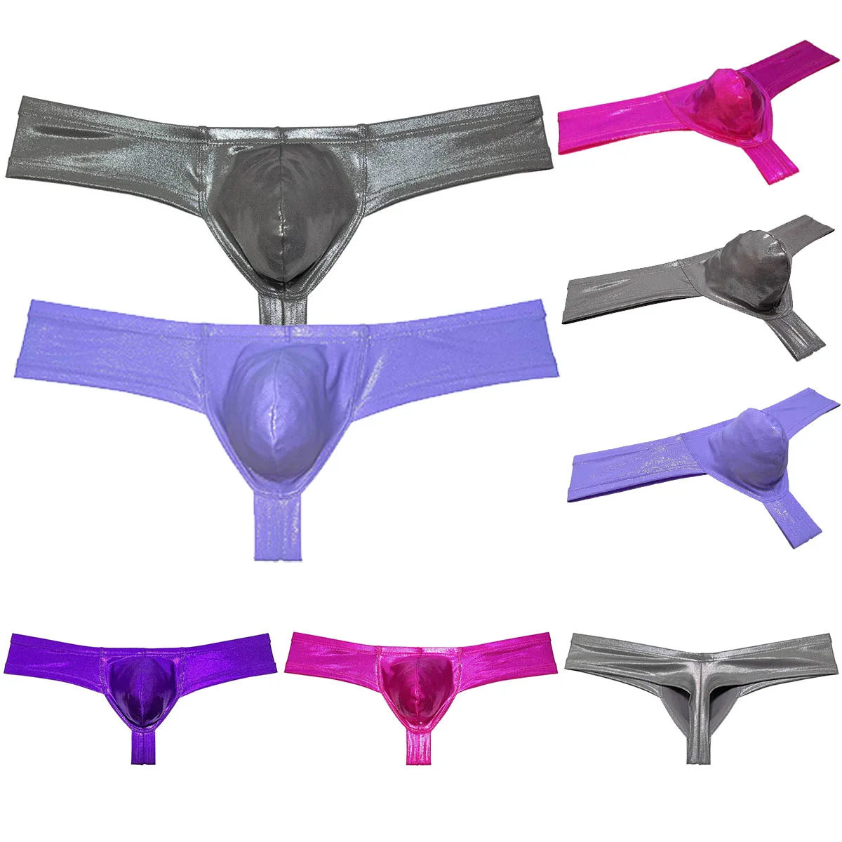 

Cheeky Men's Swim Briefs Shiny Swimwear Male Bikini Thong Underwear Hipster Metallic Beach Trunks Solid Comfy Silky High Cut