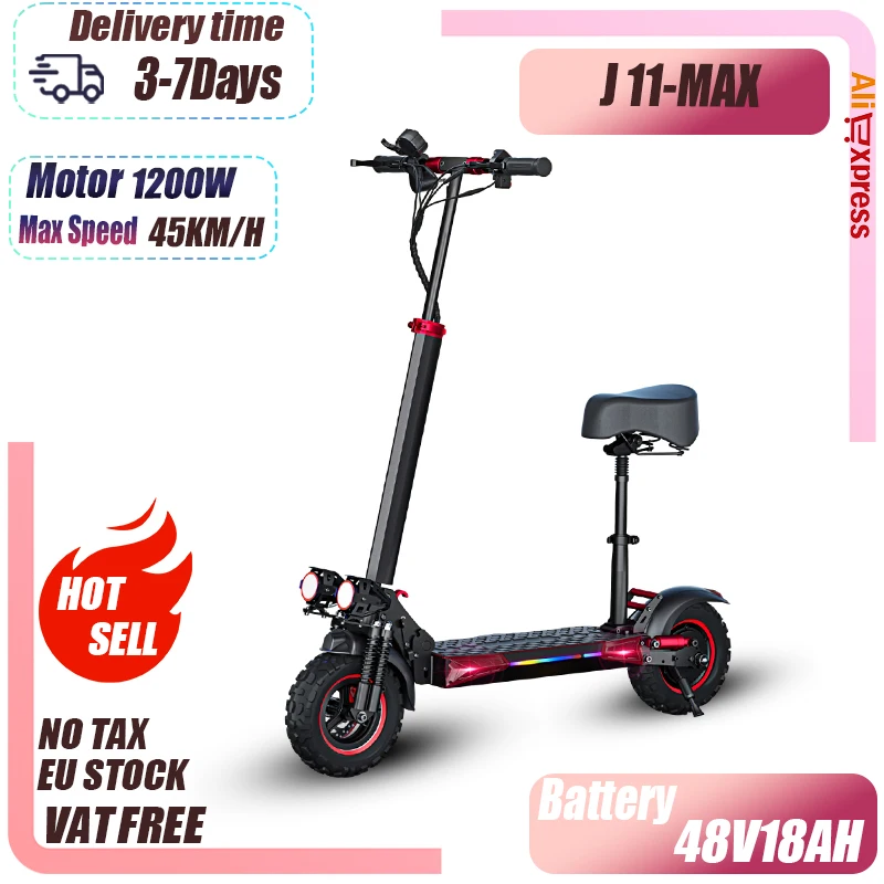 J11-Max EScooters Foldable Urban Sports Commuting Electric Scooter 1200W Max Speed 55KM/H Adult sports Tire 11 inches E-Scooter