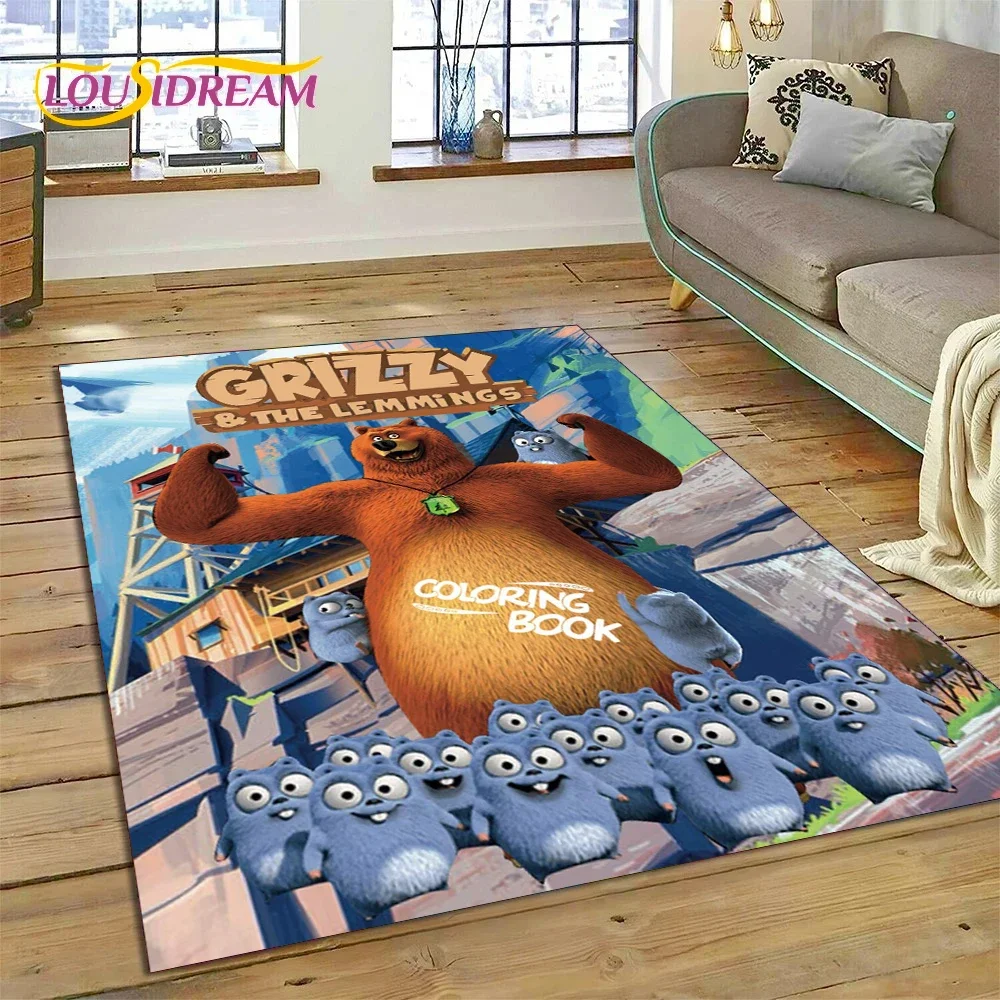

Ковер с рисунком гриззи и лемминги для гостиной, спальни, домашнего декора, напольный коврик, нескользящее украшение для дивана, коврик для детей
