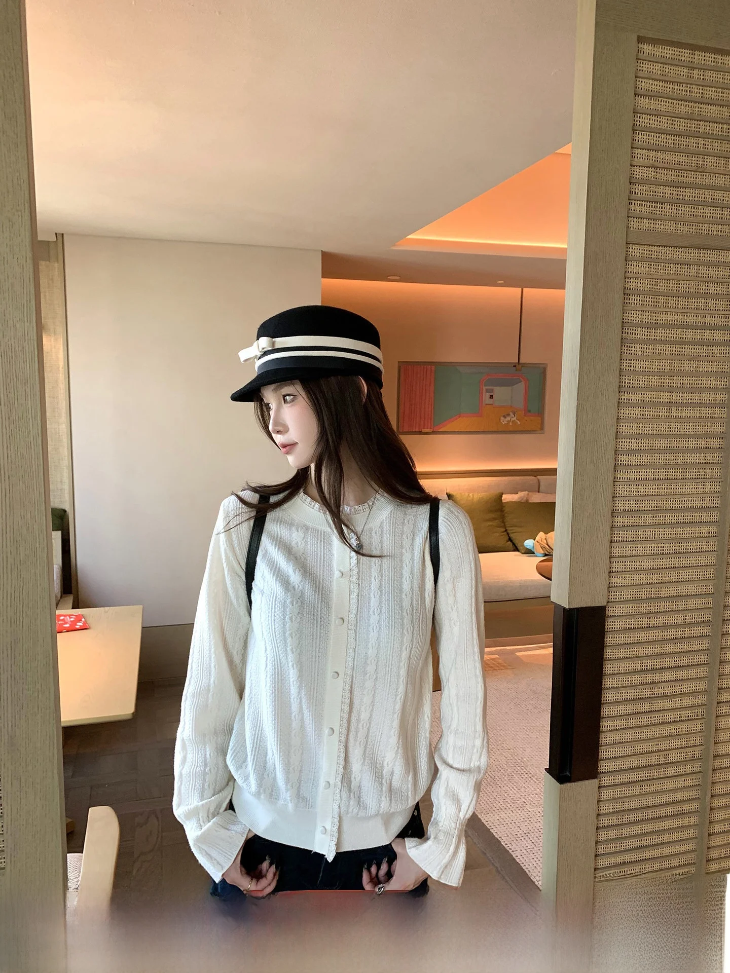 

Женский трикотажный топ Anneop с нежной кружевной текстурой, осенне-зимний, облегающий, базовый слой, повседневный, с длинным рукавом, цветной