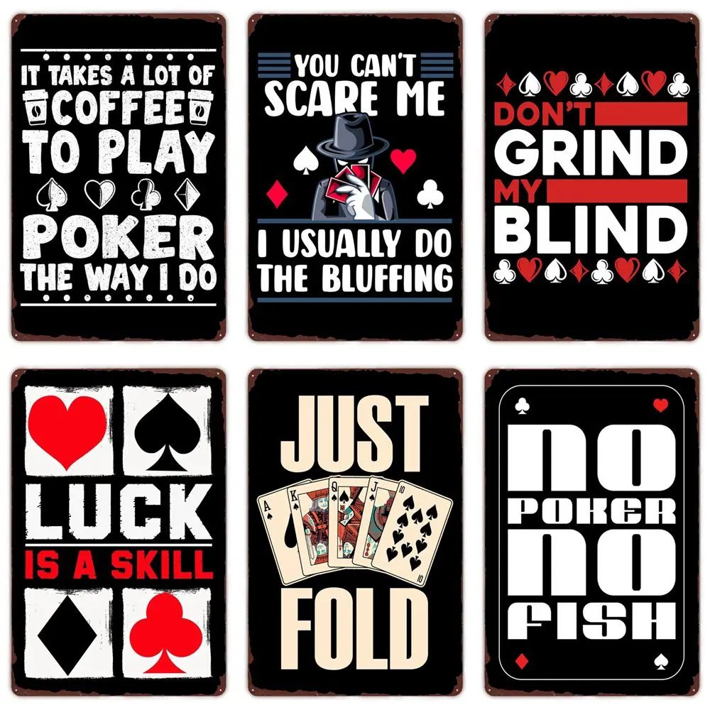 BlackJack Plaque Poker Metal Tin Sign, King of Spade, Vintage Art Poster, Bar, Cafe, Home Wall Decor, No Poker, Retro Plate