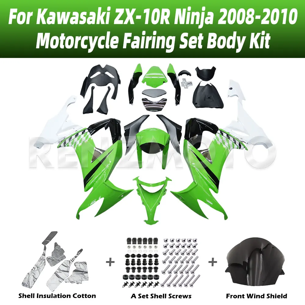 

Motorcycle Accessories Fairings Shell Injection Mold Painted ABS Plastic Bodywork Set Kits For Kawasaki ZX-10R Ninja 2008-2010