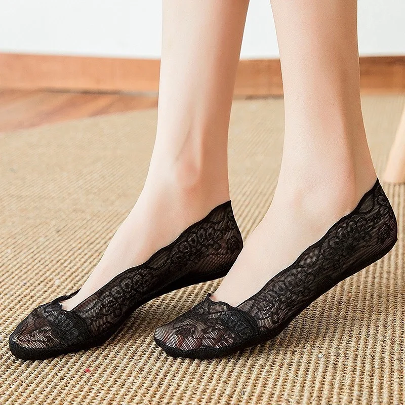 

【5 Pairs】Lace Socks Summer Women's Short Thin Sweat-absorbing, Deodorant, Antibacterial, Non-slip