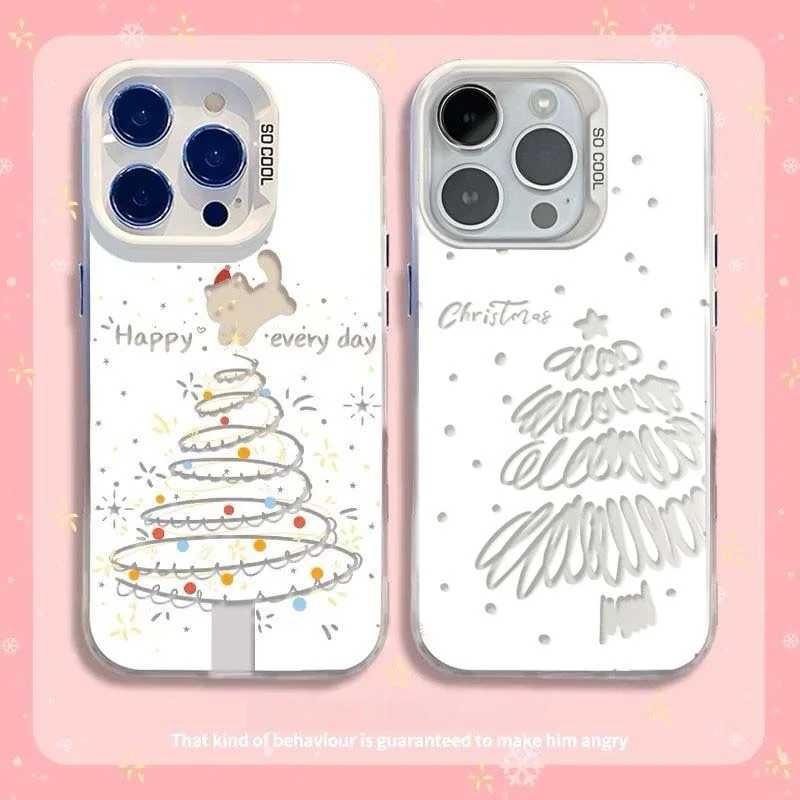 Case For Samsung Galaxy S25FE S25 edge S24 S23 Ultra S22 Plus S20 FE cover  Christmas Tree Matte Hard Laser IMD