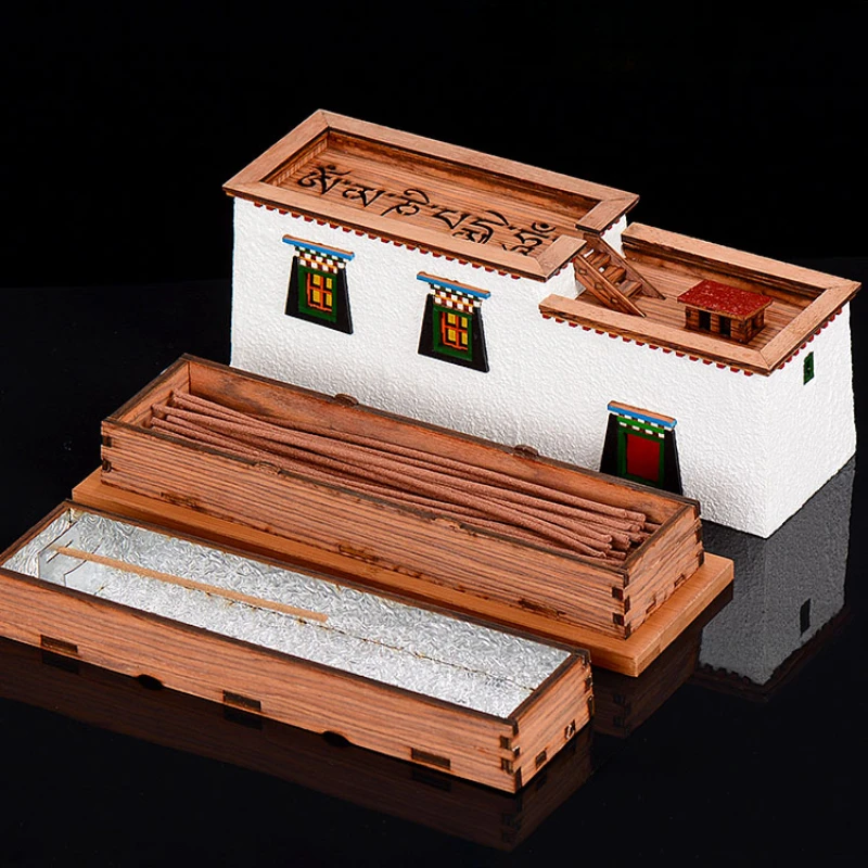 Stick Incense Burner Fragrance Box Recumbent Incense Burner Household Indoor Solid Wood Handmade Incense Storage Box