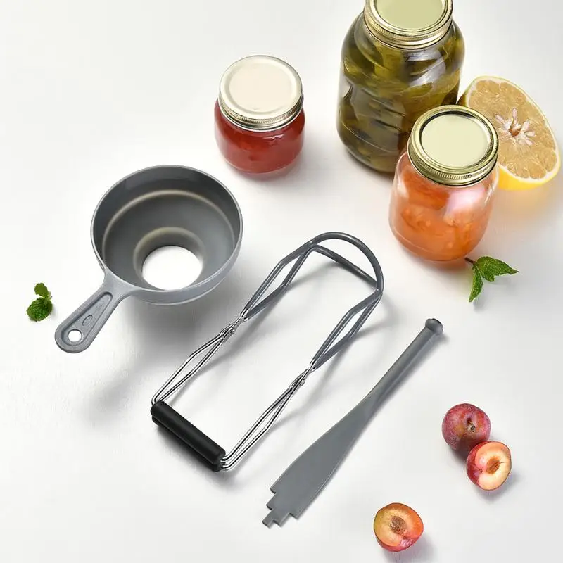 Canning Tongs Stainless Steel Canning Equipment Set Foldable Home Canning Tools Set Including Rack Jar Lifter Tong Funnels For