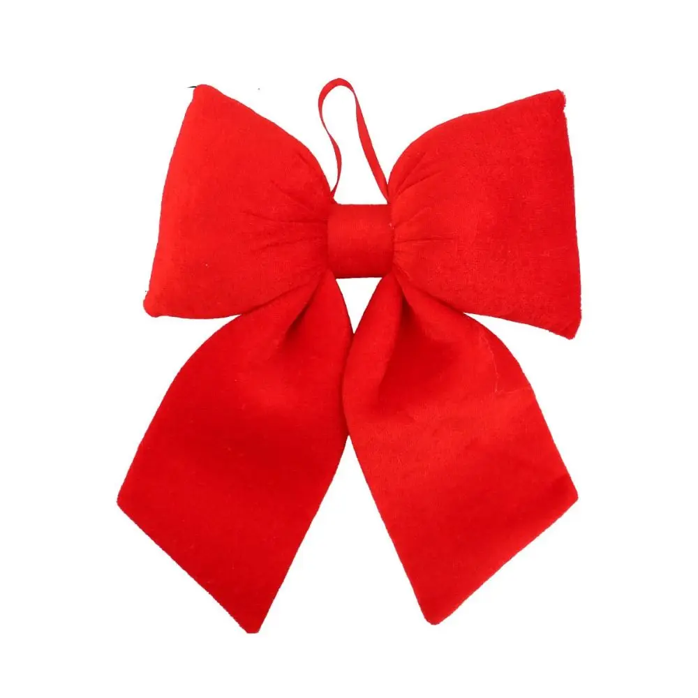 Hanging Ornament Red Christmas Bow DIY Large Size Xmas Tree Bowknot Pendant Flannelette Reusable Christmas Tree Decorations