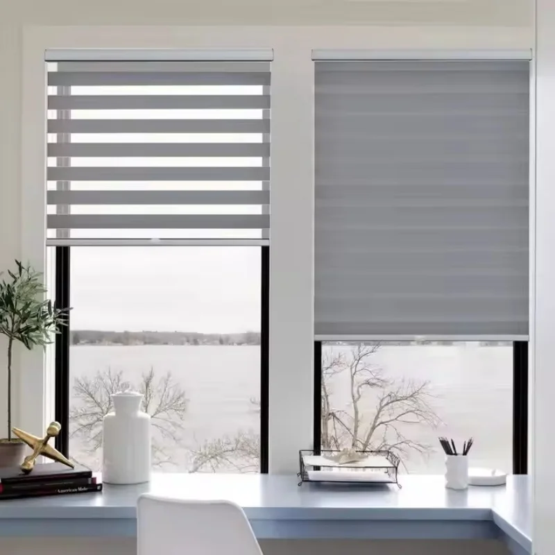 2026 Wholesale Price Custom Blinds With Multiple Color Options Aluminum Material Manual Cordless Zebra Roller Blinds For Windows