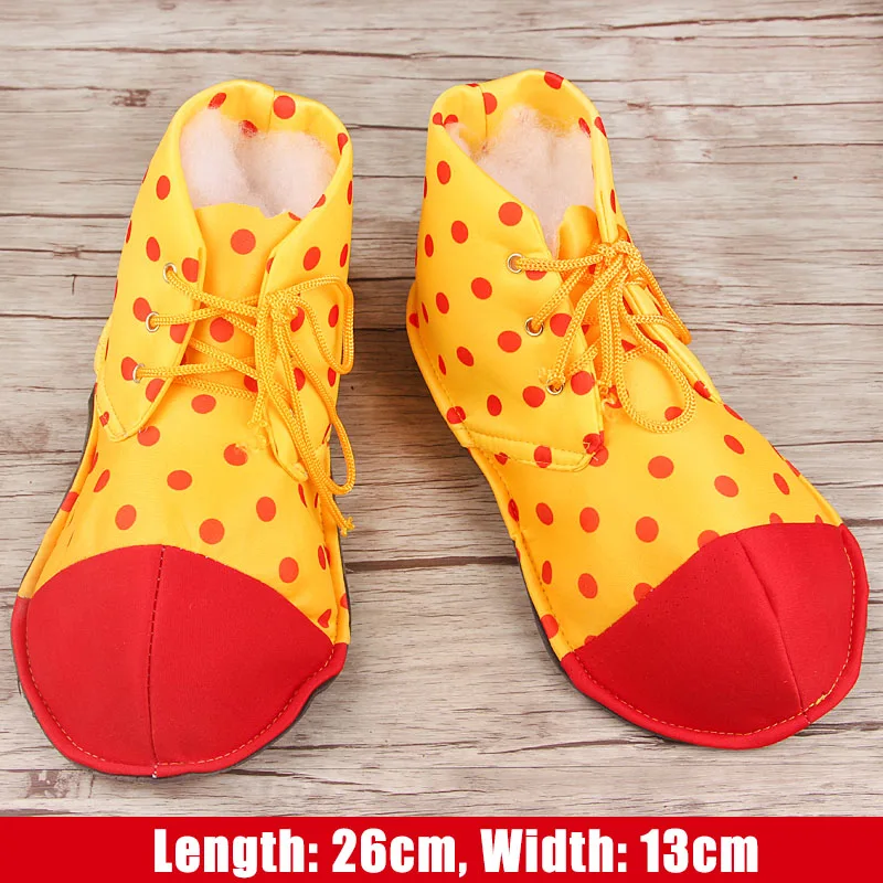 Polka dot color blocking kids clown shoes, multi colored  Halloween party shoes, Halloween costumes, circus props, small size ﻿