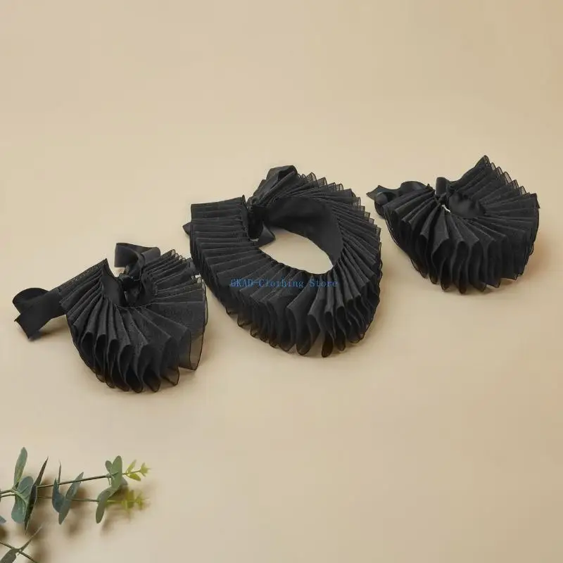 N0PE عصر النهضة الإليزابيثي تكدرت طوق الرقبة مهرج قلادة وشاح والأصفاد المعصم #5