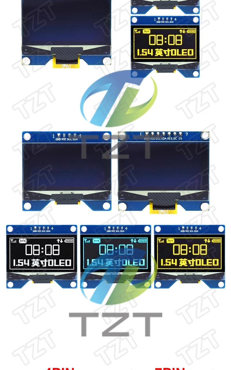 1,54 Zoll 4PIN 7PIN Weiß Blau Gelb OLED-Bildschirmmodul CH1116 Treiber-IC Kompatibel mit SSD1306 SPI-Schnittstelle 128*64 – Detail 5