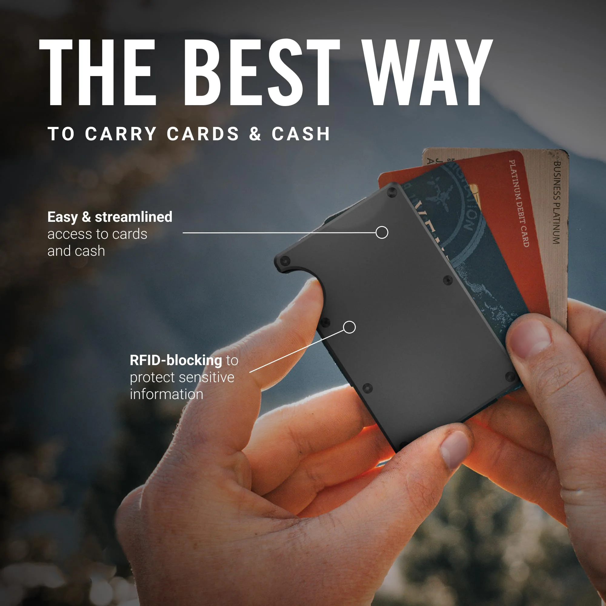 محافظ The Ridge للرجال - رفيعة وبسيطة، وجيب أمامي، ومحمية من RFID - محفظة لحمل البطاقات