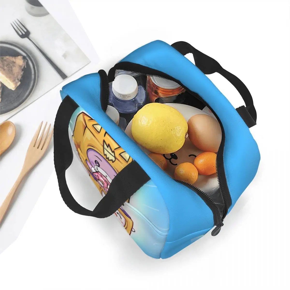 Kawaii Foxy Boxy Insulated Lunch Bag Cooler Bag Meal Container Lankybox Cartoon Large Lunch Box Tote Men Women Office Outdoor