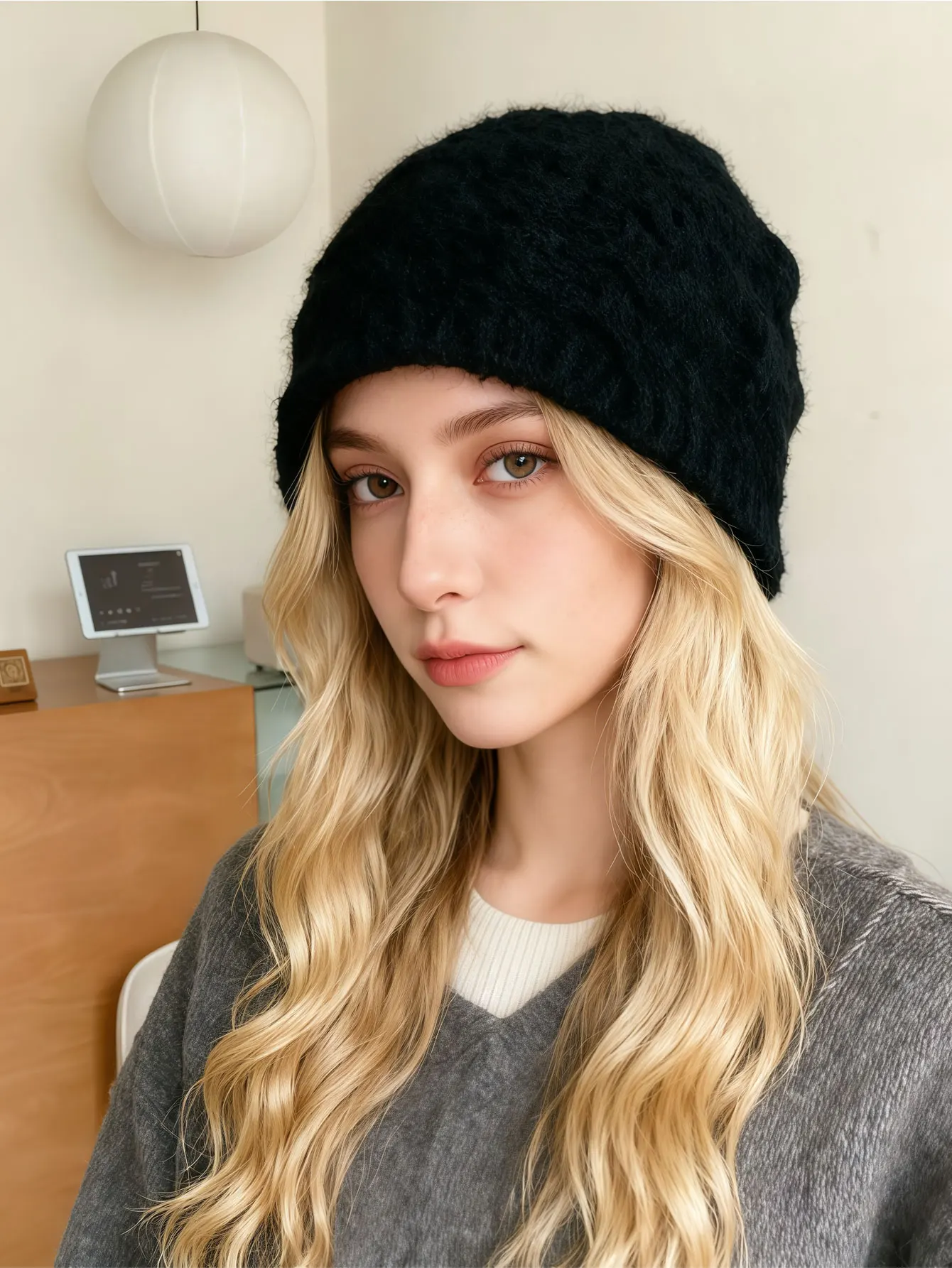 1PC  2026 Autumn/Winter New Style Retro Large Headband Knitted Wool Hat for Outdoor Warmth, Wind Resistance and Ear Protection