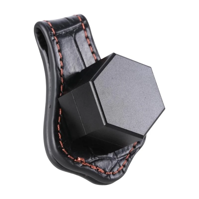 

G6DE Billiards Snooker Leather Belt Clip Hexagon Chalk Case for Billiards Game