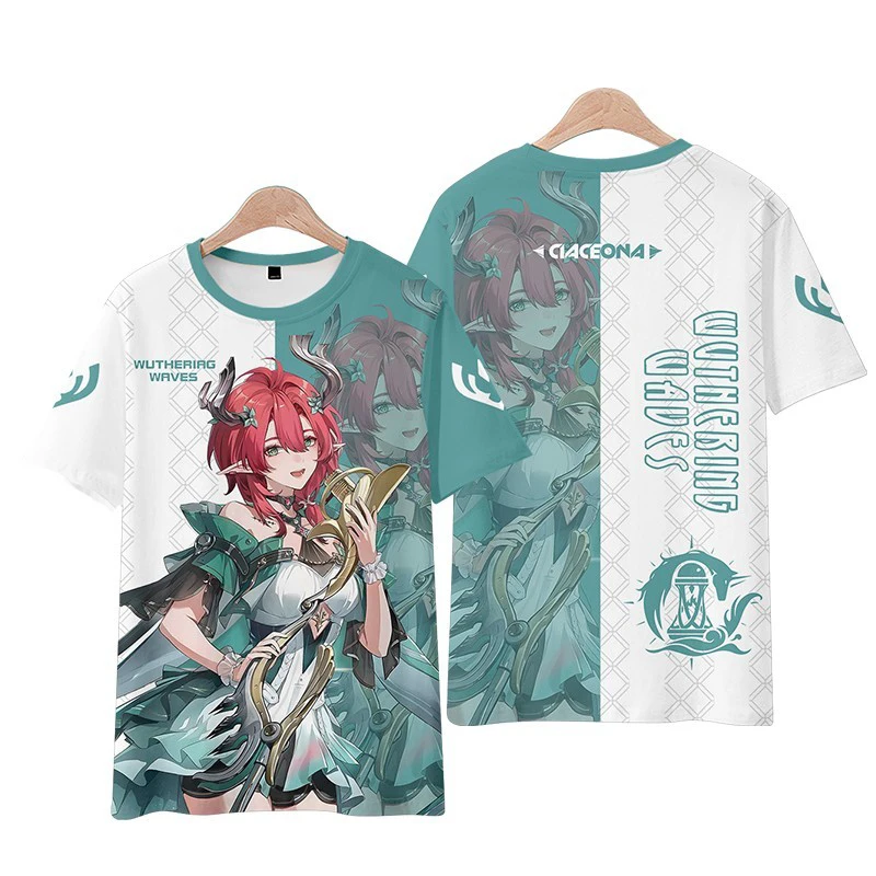 Wuthering Waves Cartethyia 3D Print T-shirts Summer Men Women Short Sleeve O-Neck T Shirt Top Harajuku Y2k Anime Cosplay Costume