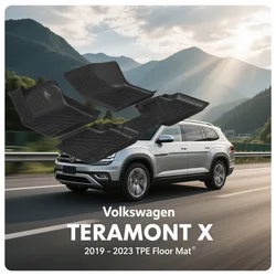 폭스바겐 TERAMONT X 2019-2023 용 맞춤형 특수 발 패드, 방수 미끄럼 방지 LHD 바닥 매트, TPE 자동차 액세서리