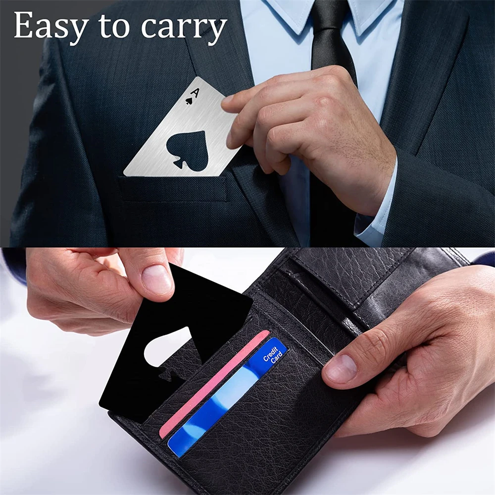 1Pcs Kreative Poker Geformt Flasche Dosenöffner Edelstahl Kreditkarte Größe Bar Restaurant Bier Metall Öffnung Werkzeug Geschenk – Detail 6