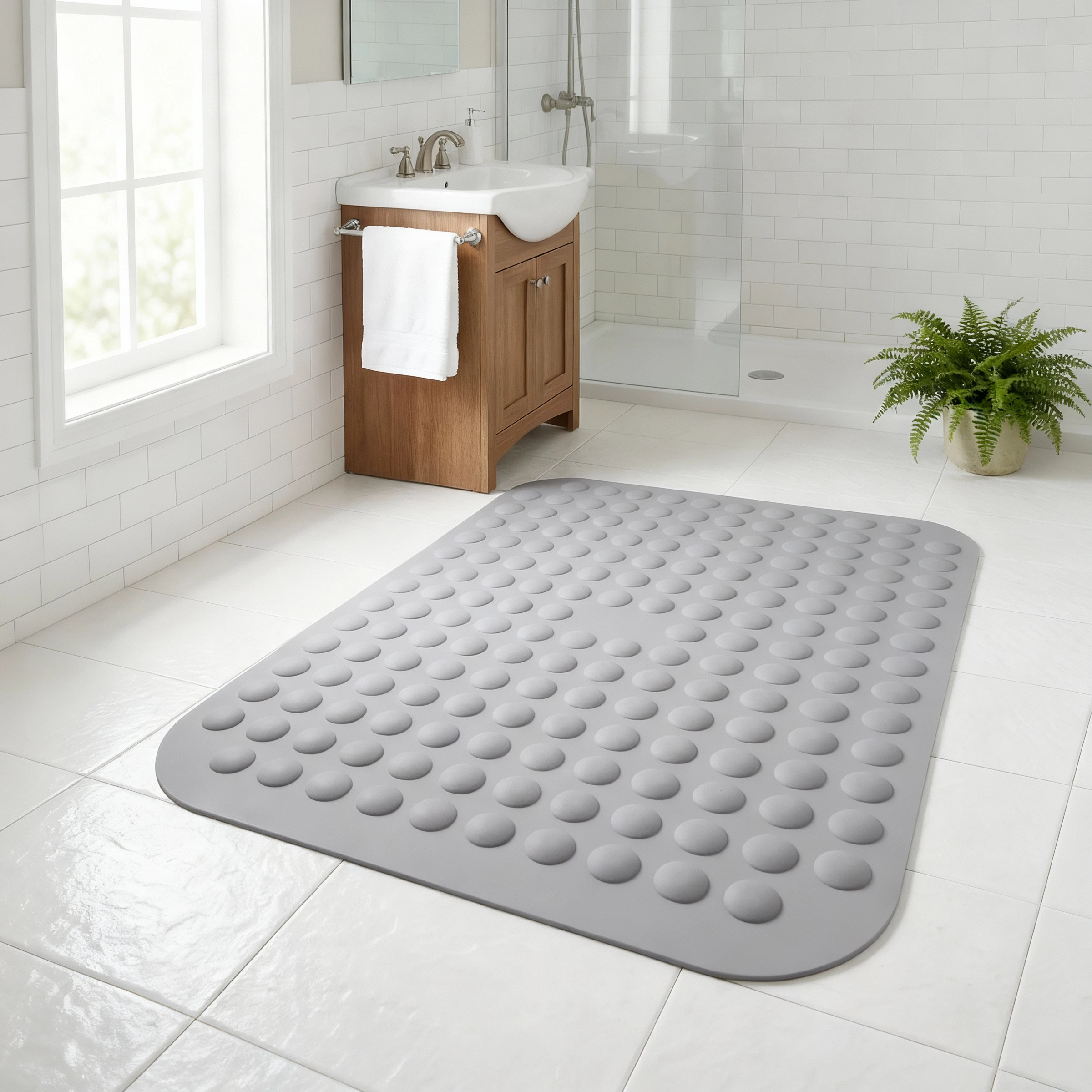 

Soft Elastic Bath Mat with Strong Suction Cups Non-slip Shower Pad Quick Dry Anti Slip Bathtub Mat for Bathroom Floor Safety
