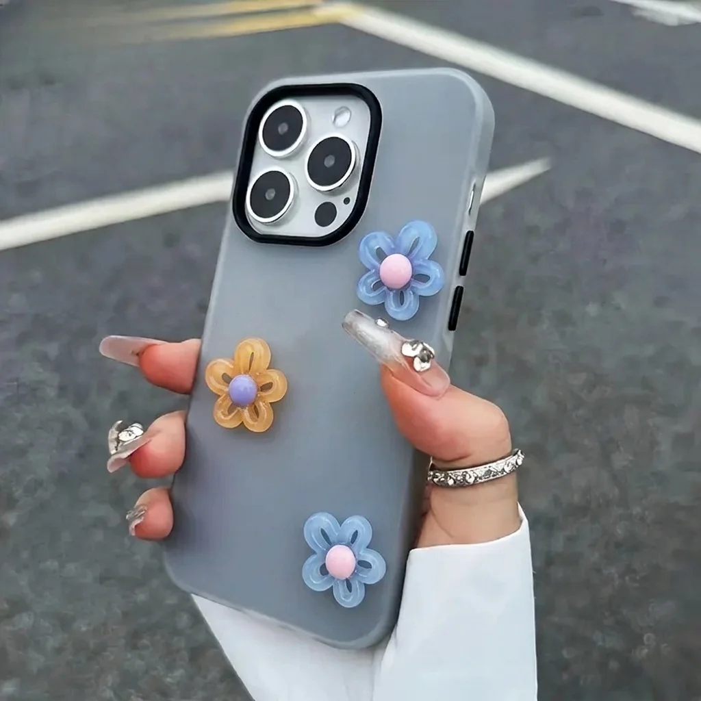 Black 2 In 1 With 3D Diy Colorful Flower Lanyard Case For iPhone 17 16 15 14 13 Pro Max 17 16 Pro 16 15 14 Plus SIlicone Cover view 5