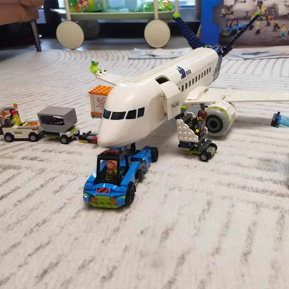 Hot Toys Passagierflugzeug-Bausteine, City-Serie, kompatibel mit 60367, passagierflugzeug, große Montage, MOC-Spielzeuggeschenke