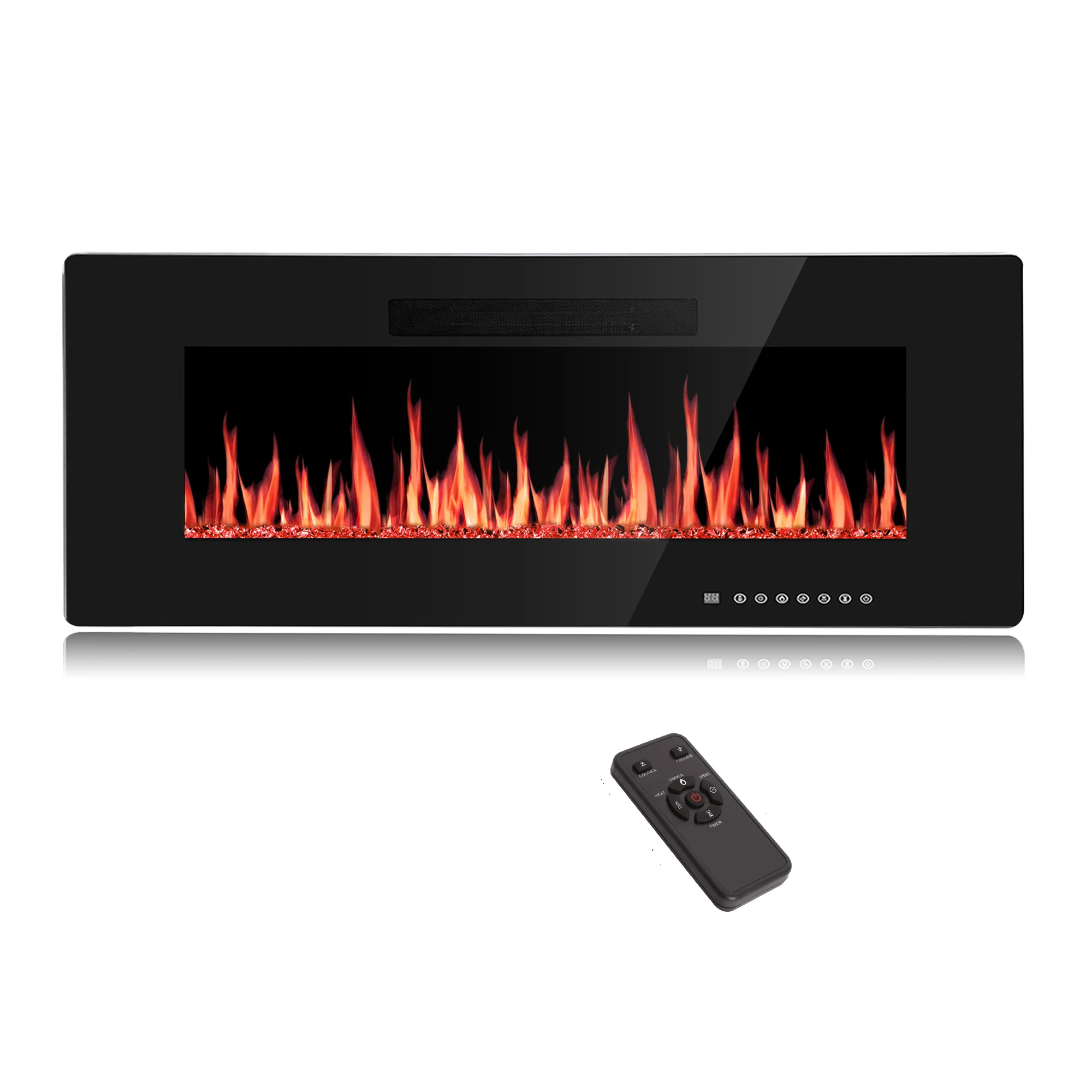 

42" Recessed & Wall Mounted Electric Fireplace,Ultra thin & Low Noise,Touch Screen Remote Control,Unique Flame Design