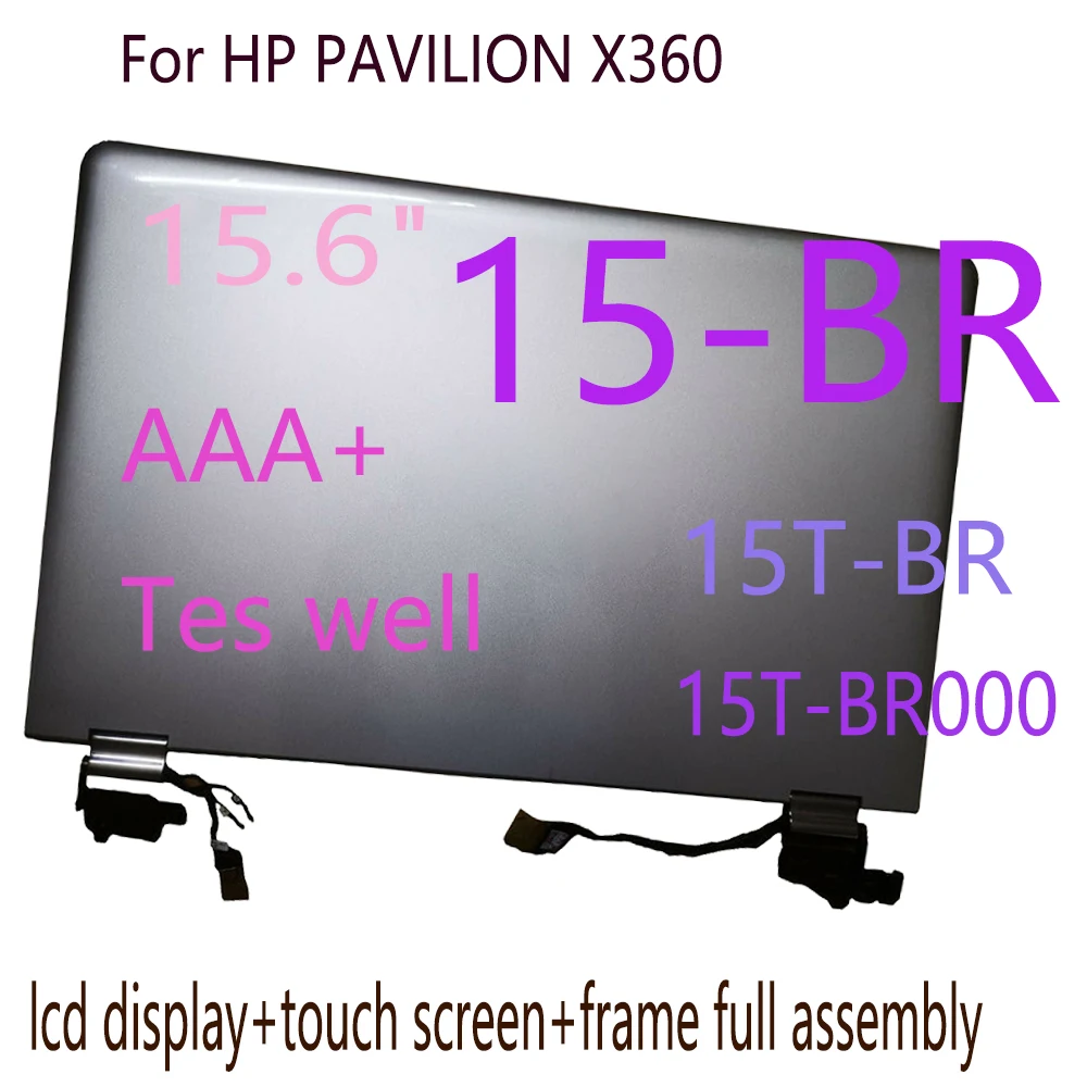 15.6 Inch HD FHD LCD For HP PAVILION X360 15T-BR 15T-BR000 15-BR SERIES LCD DISPLAY TOUCH SCREEN Digitizer Full Assembly Silver