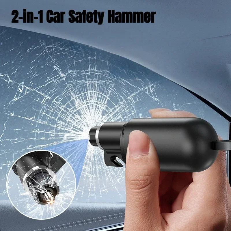 2-in-1 Car Safety Hammer - Emergency Window Breaker & Seat Belt Cutter for Instant Vehicle Escape, Universal Auto Emergency Tool