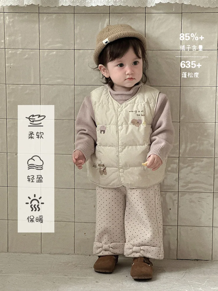 Baby Girl Down Vest for Outerwear2025Autumn and Winter White Duck Down Infant Down Vest Jacket aClass