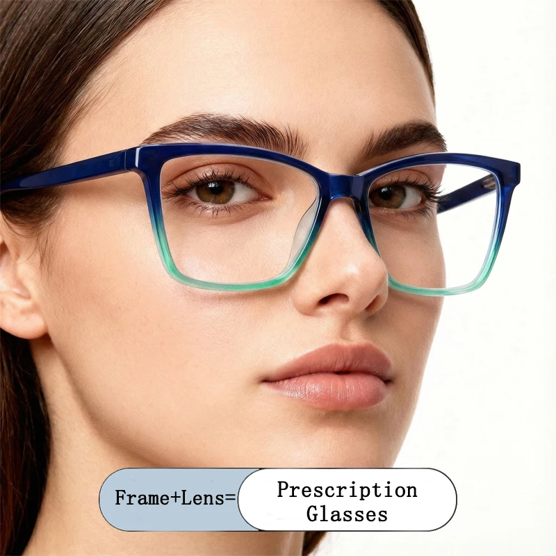 

Fashion Brand Design Women Cat Eye Square Frame Photochromic Prescription Glasses Anti Blue Ray Hyperopia Myopia Custom Eyewear