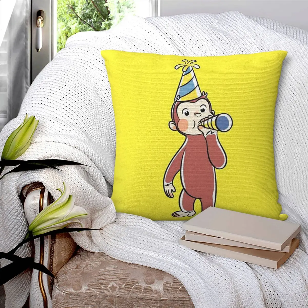 George The Curious Monkey Square Pillowcase Cushion Cover Pillow Case Throw Pillow Cover for Home Bedroom Car