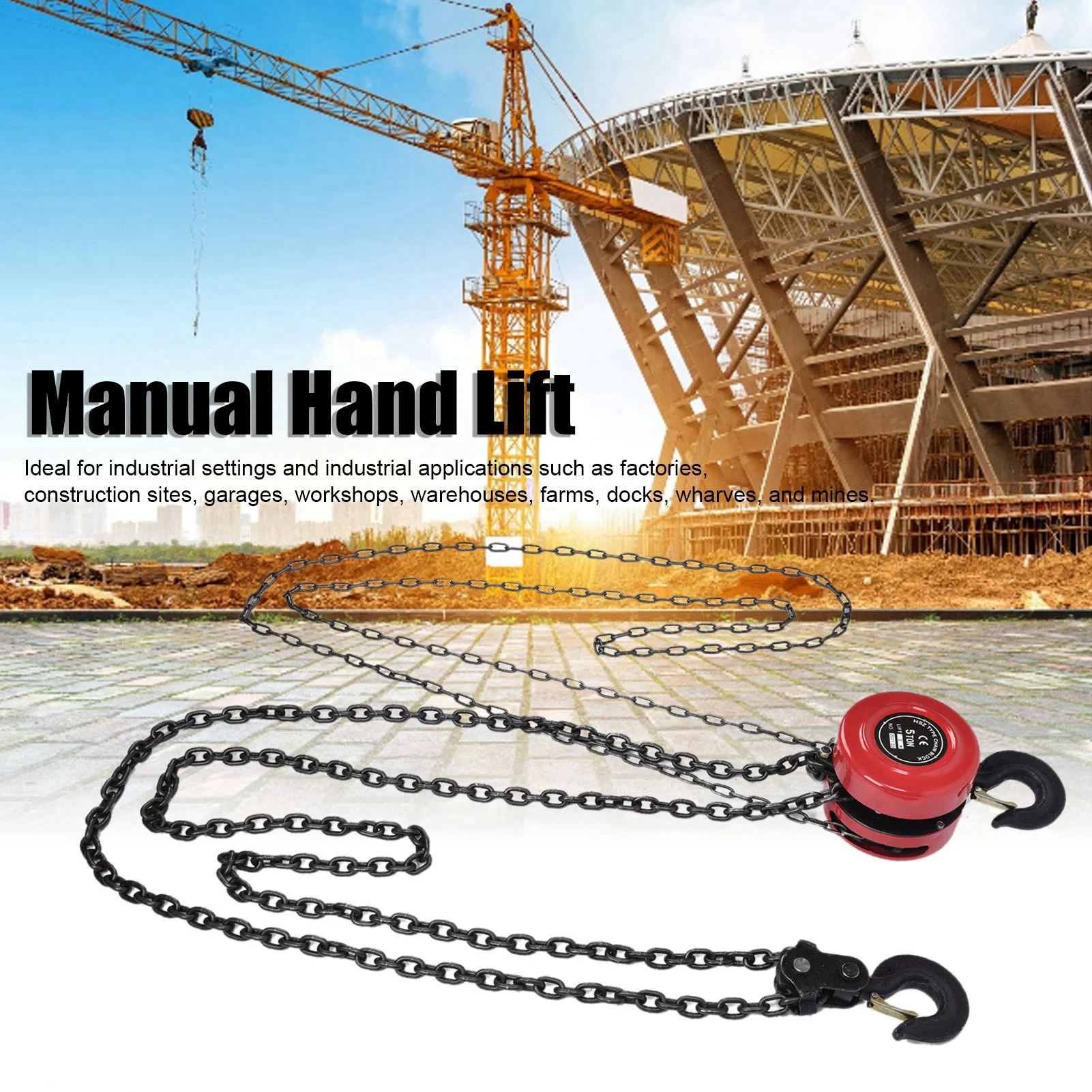 Chain Block Hoist Manual Hand  Chain Block Hoist Ratchet Lever with Hook Industrial Hardware 3Meters 5Ton Manual Hand