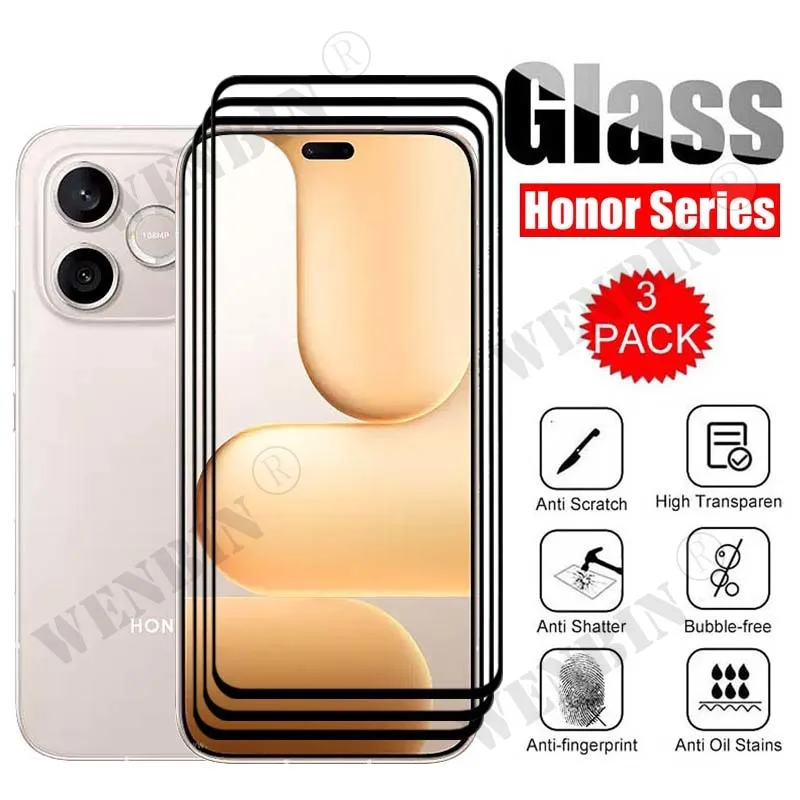 

3 Pcs Tempered Glass For Honor 600 Lite 500 400 Magic 8 7 6 Pro Lite Screen Protector Full Protective Glass