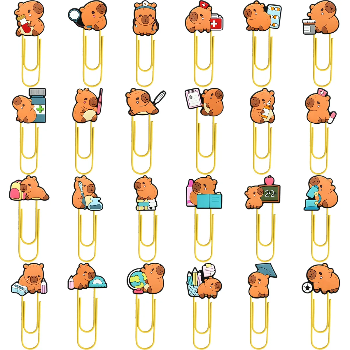 12 pezzi casuali Capibala Cartoon graffette fai da te raccoglitore clip segnalibro decorazione forniture per ufficio scolastico Kawaii