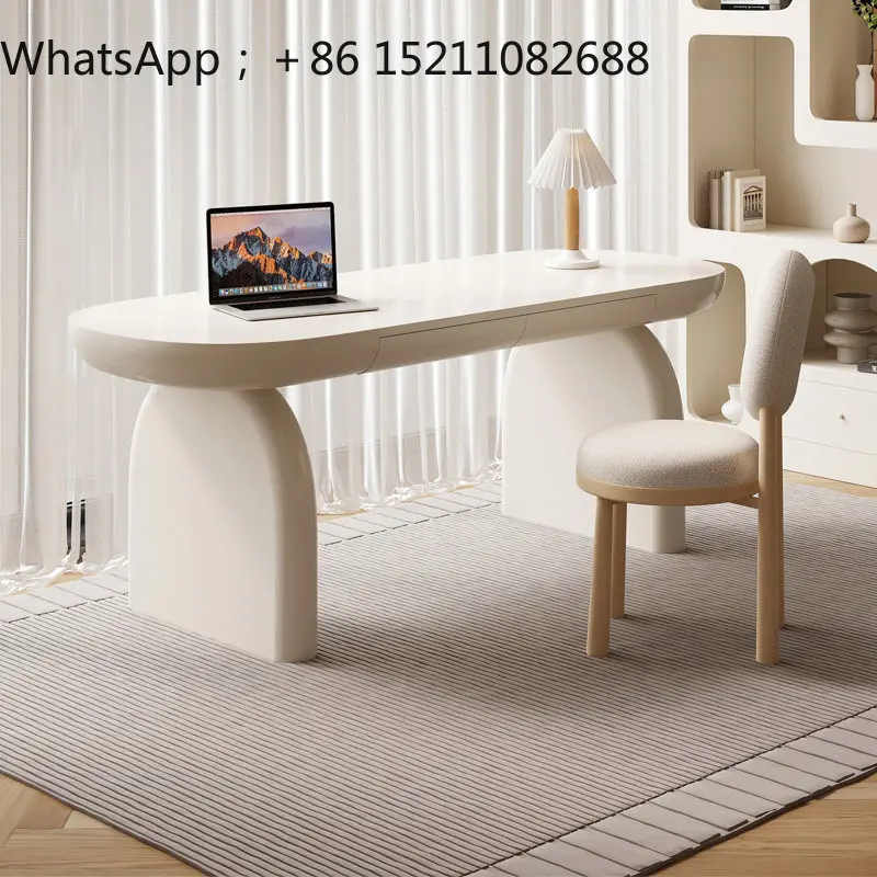 SCY Cream Wind Desk Solid Wood Household Bedroom Desk Small Unit Premium Inductor Computer Desk