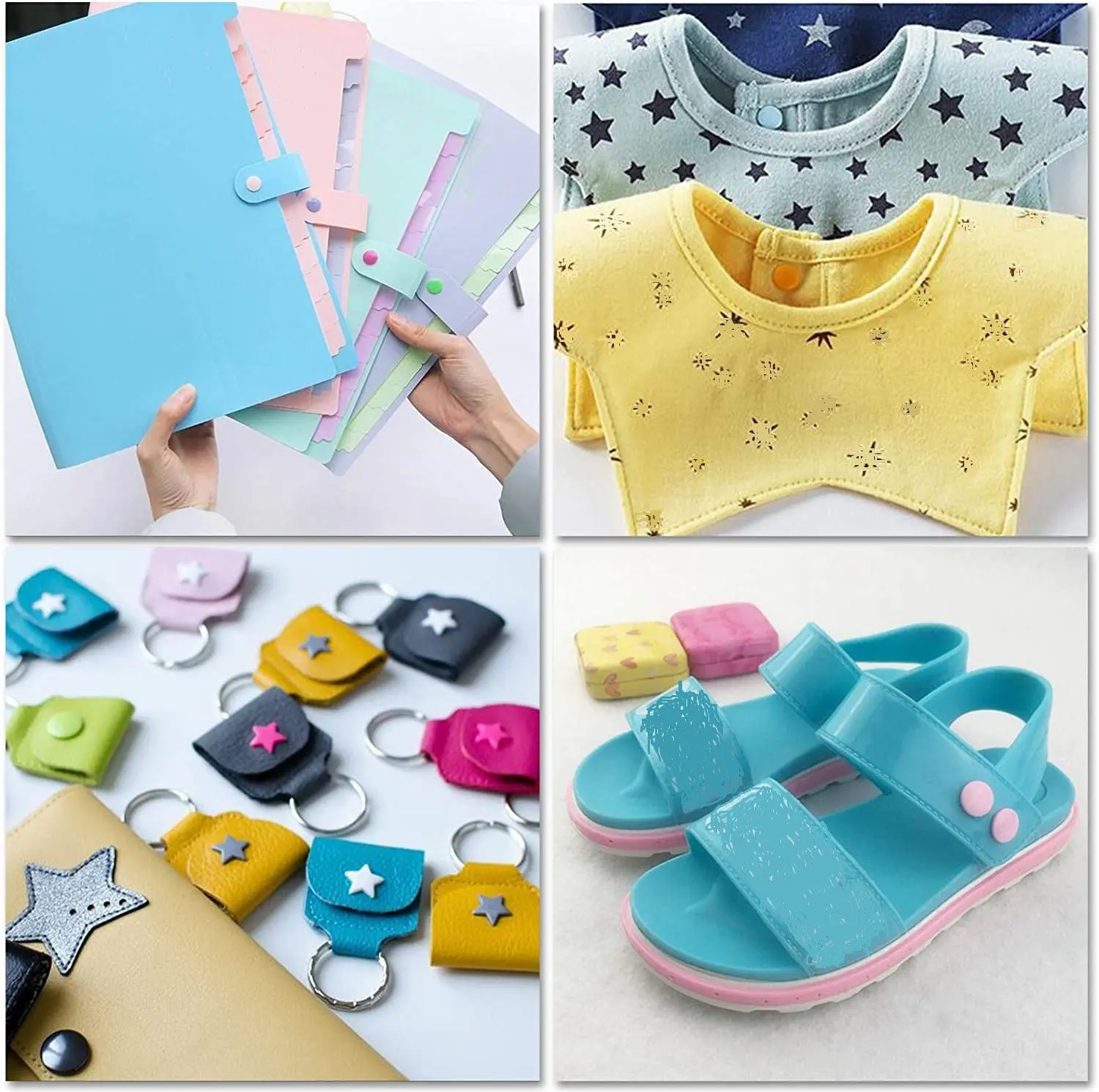 ABQR Bottoni automatici con pinza, bottoni automatici in plastica e metallo senza cucire per vestiti, portafogli e cucito blu