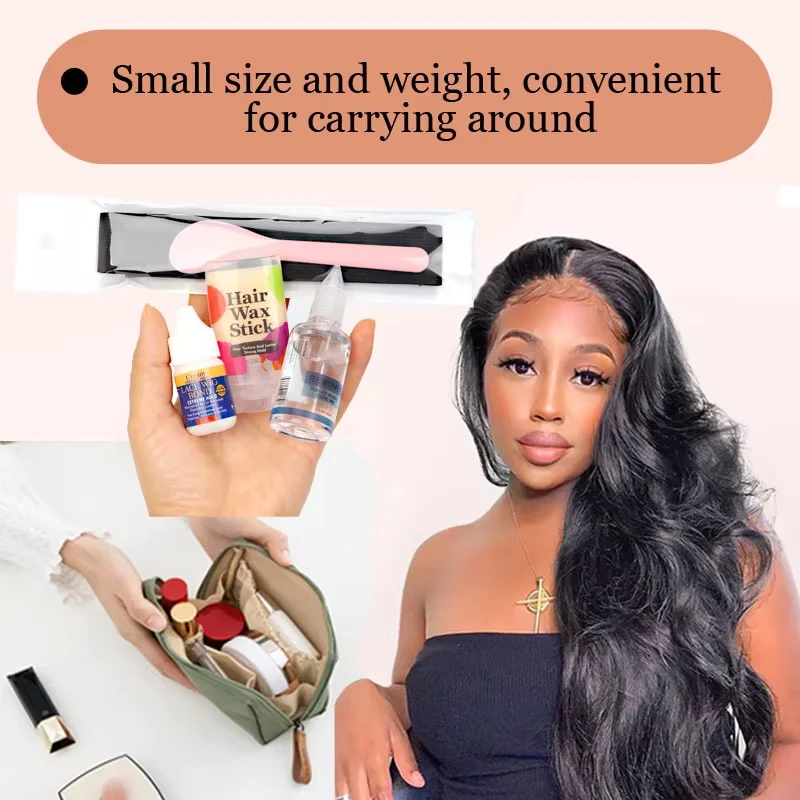 5Pcs Wig Installation Kit Set - Lace Wig Glue + Glue Remover + Lace Melt Band + Hair Wax Stick + Edge Brush -Beginner Friendly