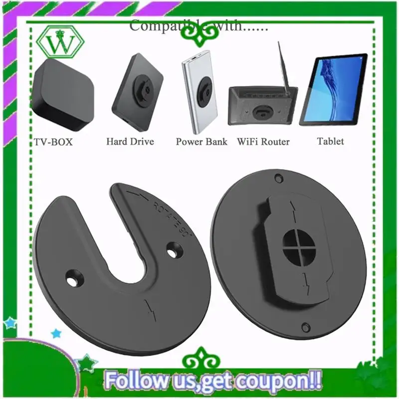 Reliable-Universal Tablet Wall Mount 90 Degrees Rotating Tablet Holder Fit For Ipad/TV Box/E-Reader/Hard Disk/Powerbank Black