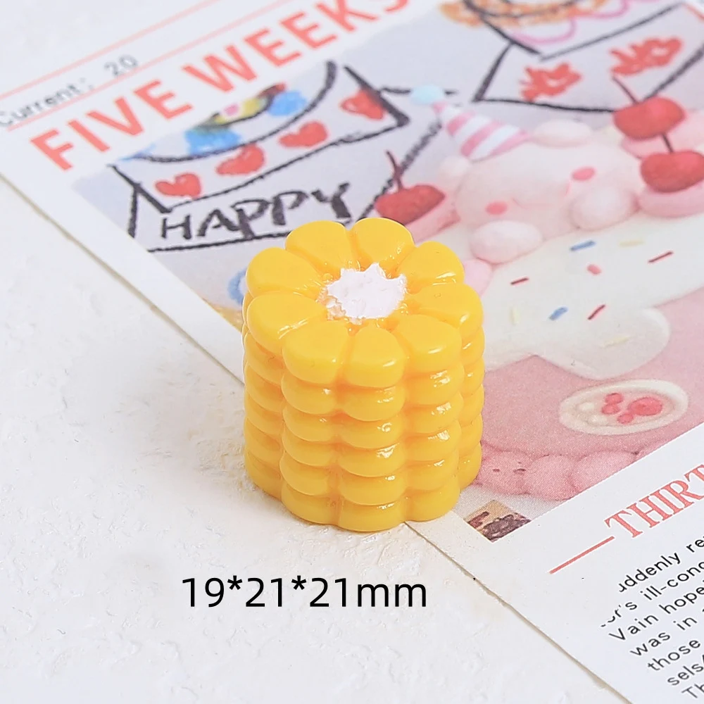 5PCS Shiny 19x21x21mm Corn Series Miniature Flat Back Resin Cabochons For Hairpin Scrapbooking DIY Home Decor Craft Accessories