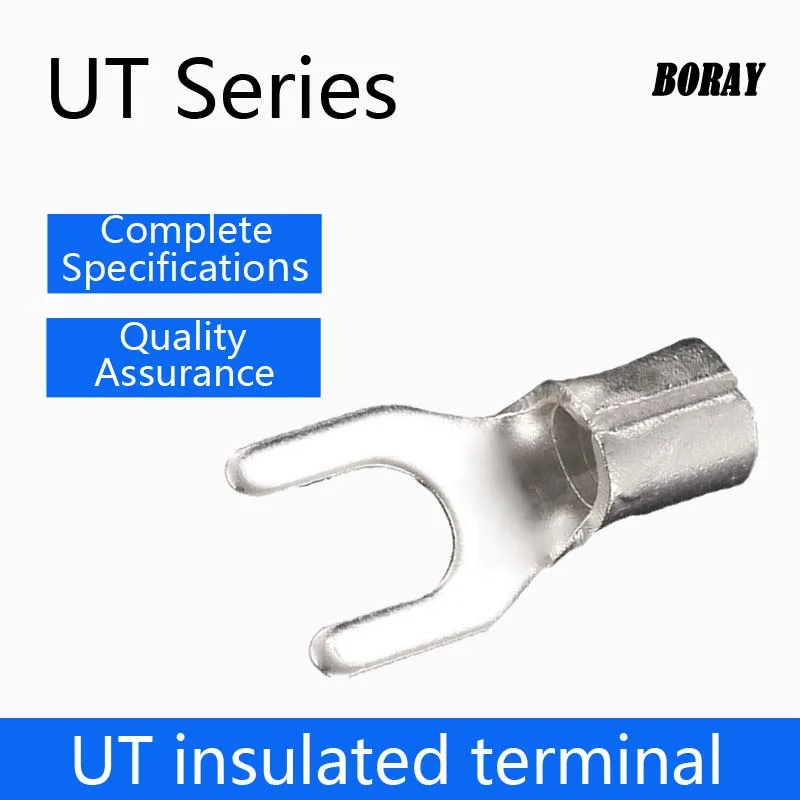 

50PCS 100PCS UT1-3-UT10-8 Professional Insulated Terminal Fork Type U Shape Brass Cold Pressing Cable Lug Connector
