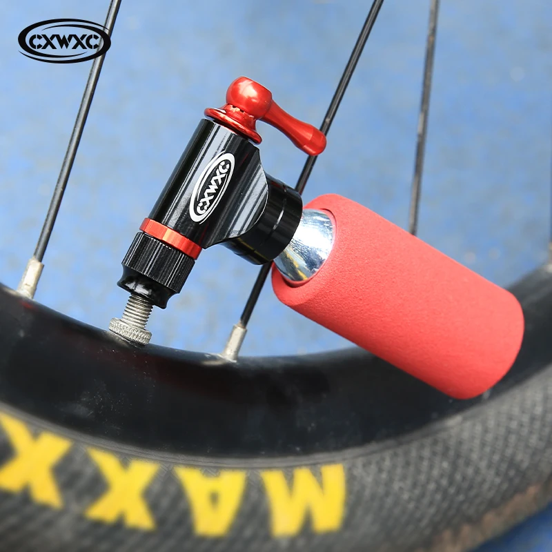CXWXC Fahrrad-CO2-Luftpumpe für 3/8-24-Gewinde-33/25/16/12/8G-Kartuschen, passend für Schrader & Presta, schnelles Aufpumpen beim Radfahren