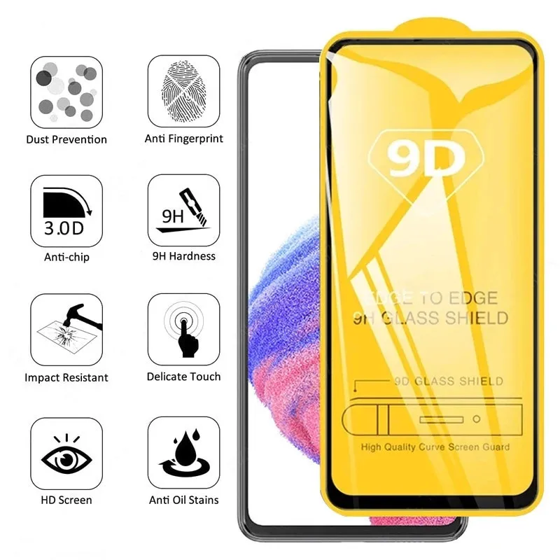 Protecteurs d'écran 9D pour Samsung, A55, A54, A53, A34, A33, A35, A52S, 5G, A25, A22, A13, A14, A32, A51, S24 Ultra, S23, S22 Plus, S21, S20 FE Glass