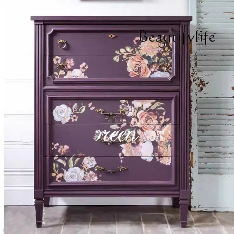 

French light luxury retro old locker neoclassical hand-painted creative designer style high sense